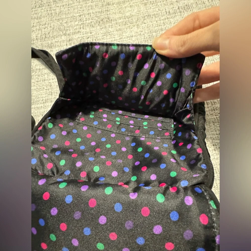 Vera Bradley Black Quilted Mini Hipster Purse With Polka Dot Interior - Picture 8 of 8